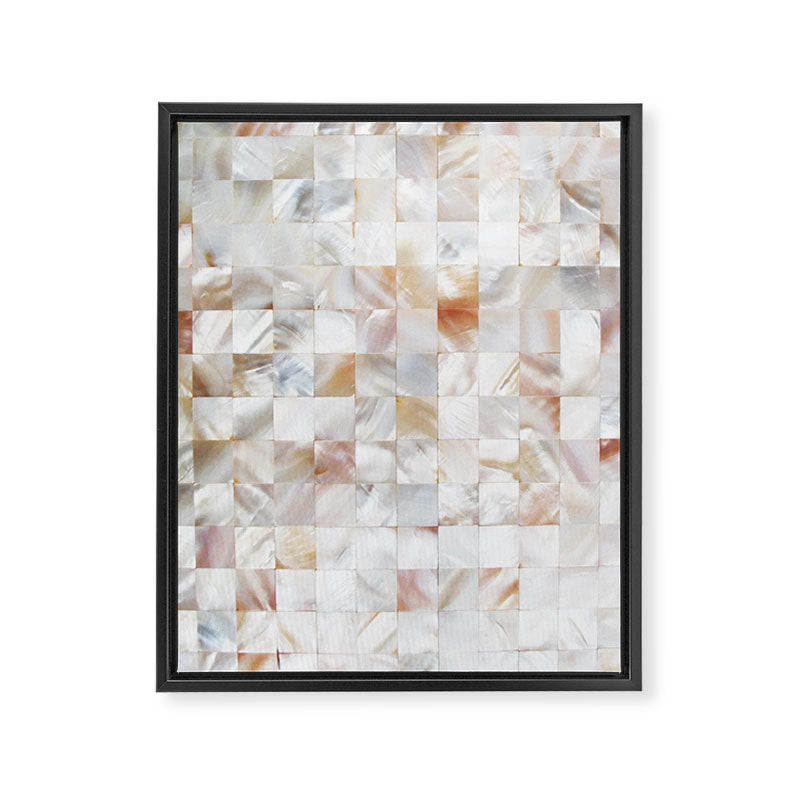 Mother of Pearl, Exotic Tiles Photography, Neutral Minimal Geometrical Graphic Design Framed Canvas Print Gallery Image 6