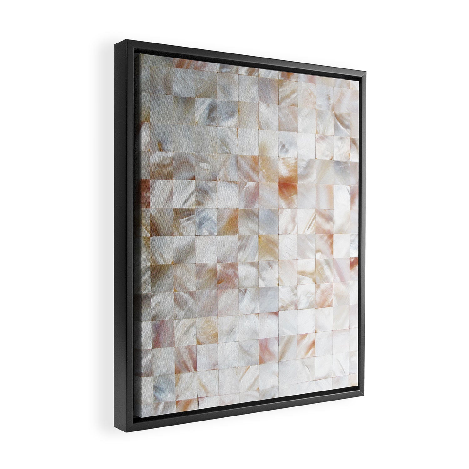 Mother of Pearl, Exotic Tiles Photography, Neutral Minimal Geometrical Graphic Design Framed Canvas Print Gallery Image 2