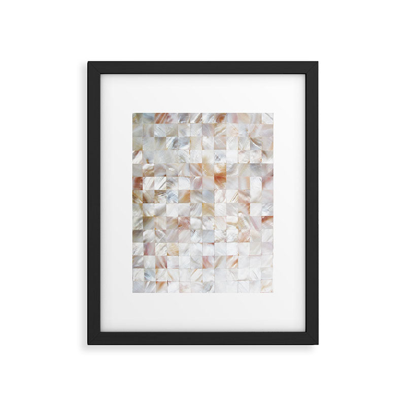 Mother of Pearl, Exotic Tiles Photography, Neutral Minimal Geometrical Graphic Design Framed Art Print Gallery Image 5