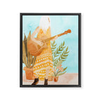 Music Soothes My Soul | Urban Hippie Bohemian Woman Playing the Guitar | Plant Lady Painting Framed Canvas Print Gallery Image 6