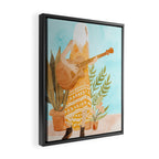 Music Soothes My Soul | Urban Hippie Bohemian Woman Playing the Guitar | Plant Lady Painting Framed Canvas Print Gallery Image 2