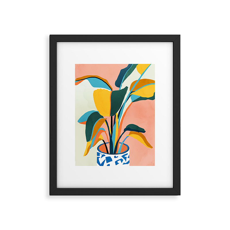 Nature Doesn't Hurry Yet All Is Accomplished, Colorful Botanical Plant Pot Illustration Tropical Framed Art Print Gallery Image 4