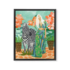 Never Change Your Stripes Illustration, Modern Bohemian Zebra Painting Wildlife Woman Framed Canvas Print Gallery Image 6