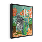 Never Change Your Stripes Illustration, Modern Bohemian Zebra Painting Wildlife Woman Framed Canvas Print Gallery Image 2