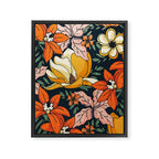 Night Forest, Colorful Dark Eclectic Floral Nature Botanical Jungle Floral Bohemian Illustration Framed Canvas Print Gallery Image 6