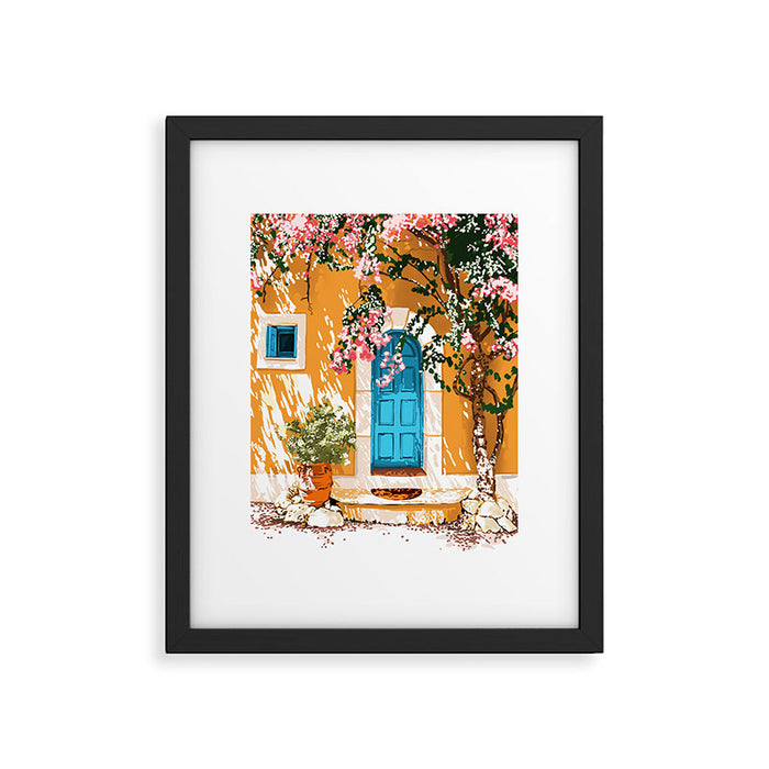 Oh The Places You Will Go | Spanish Bougainvillea Villa architecture Buildings | Boho Summer Travel Framed Art Print Gallery Image 1