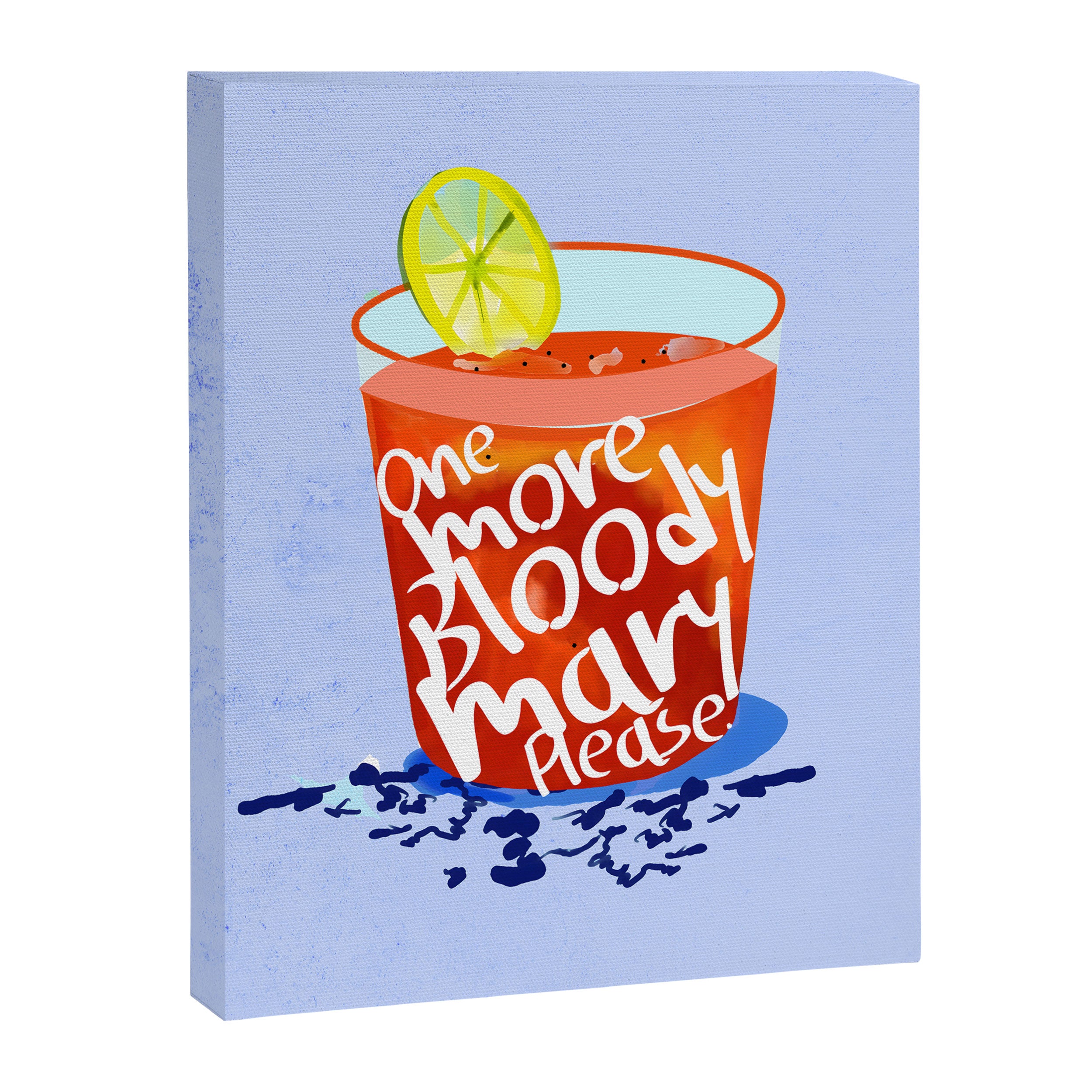 One More Bloody Mary Please, Cocktails Typography Happy Hour Alcohol, Weekend Drinks Beverages Summer Eclectic Lemon Painting Canvas Print Gallery Image 6