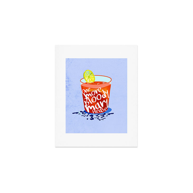 One More Bloody Mary Please, Cocktails Typography Happy Hour Alcohol, Weekend Drinks Beverages Summer Eclectic Lemon Painting Art Print Gallery Image 1