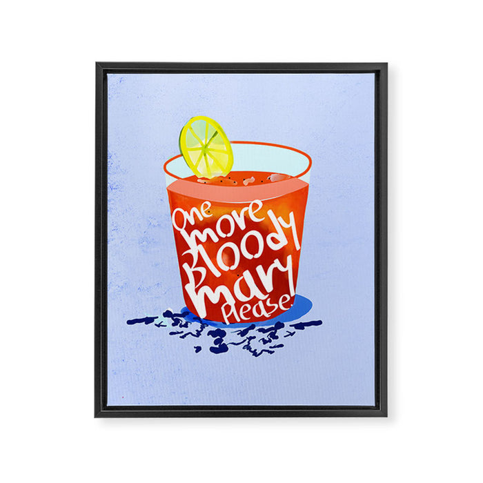 One More Bloody Mary Please, Cocktails Typography Happy Hour Alcohol, Weekend Drinks Beverages Summer Eclectic Lemon Painting Framed Canvas Print Gallery Image 1
