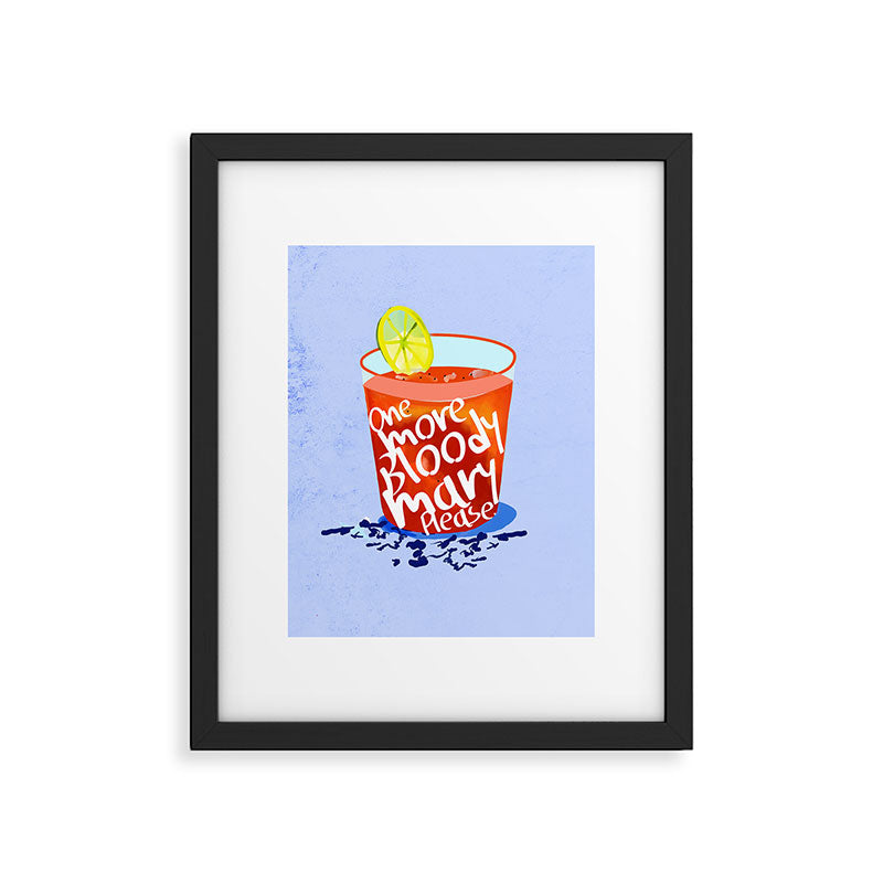 One More Bloody Mary Please, Cocktails Typography Happy Hour Alcohol, Weekend Drinks Beverages Summer Eclectic Lemon Painting Framed Art Print Gallery Image 5