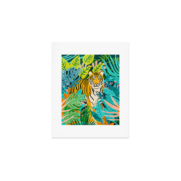 Only 3890 Tigers Left, Wildlife Vibrant Tiger Painting, Jungle Nature Colorful Illustration Art Print Gallery Image 1