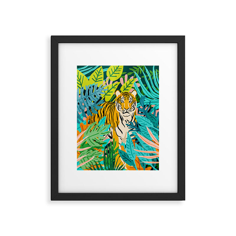 Only 3890 Tigers Left, Wildlife Vibrant Tiger Painting, Jungle Nature Colorful Illustration Framed Art Print Gallery Image 4