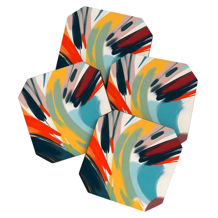 Painted Deliciousness, Spring Colorful Eclectic Bohemian Abstract, Brush Strokes Contemporary Modern Art Coaster Gallery Image 1
