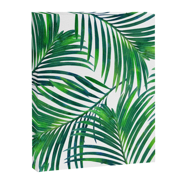 Palm Paradise, Tropical Leaves, Beachy Watercolor Painting, Minimal Nature Botanical Illustration Canvas Print Gallery Image 1