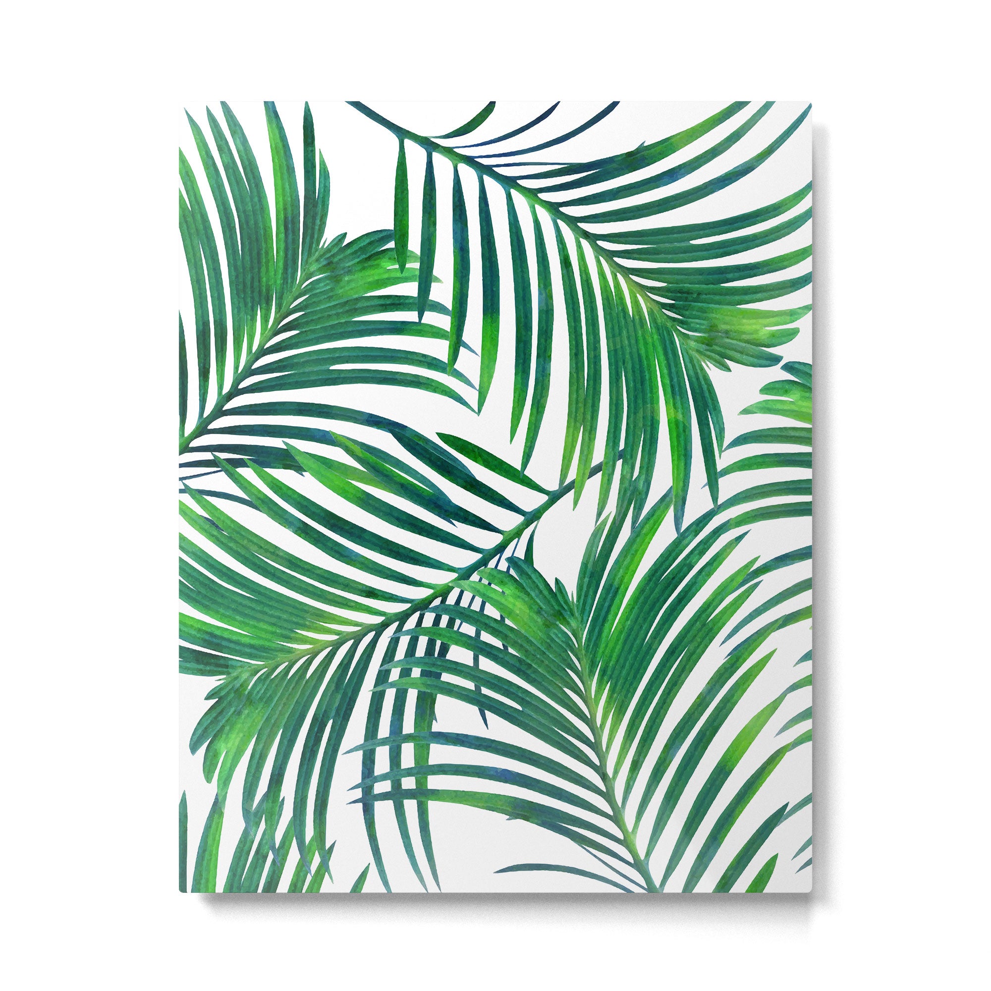 Palm Paradise, Tropical Leaves, Beachy Watercolor Painting, Minimal Nature Botanical Illustration Metal Print Gallery Image 6