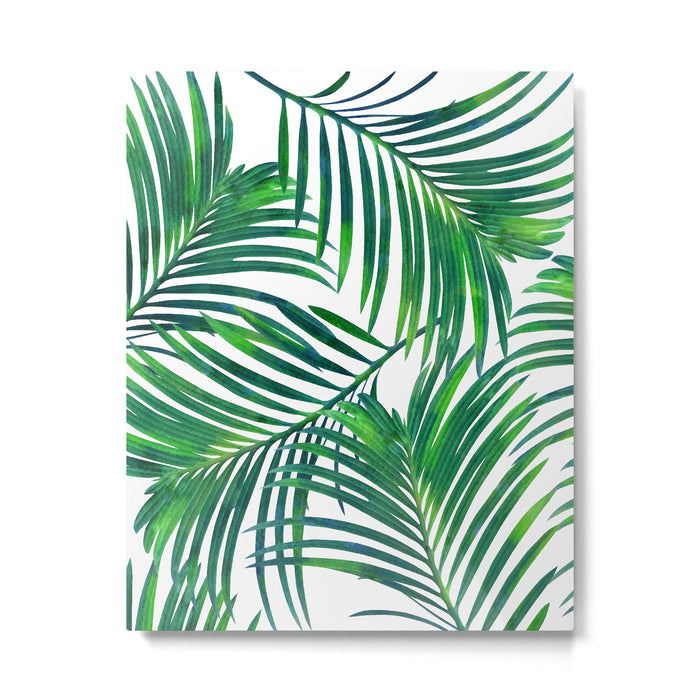 Palm Paradise, Tropical Leaves, Beachy Watercolor Painting, Minimal Nature Botanical Illustration Metal Print Gallery Image 1