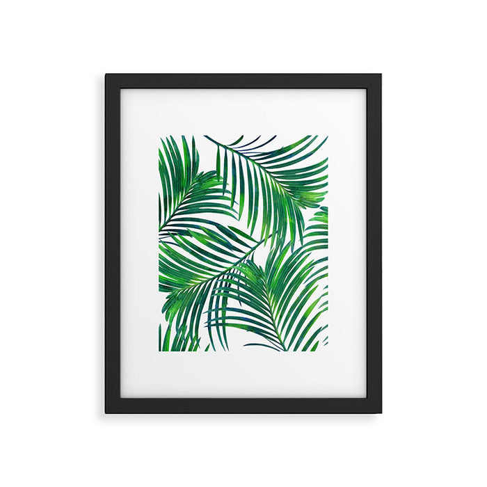 Palm Paradise, Tropical Leaves, Beachy Watercolor Painting, Minimal Nature Botanical Illustration Framed Art Print Gallery Image 1