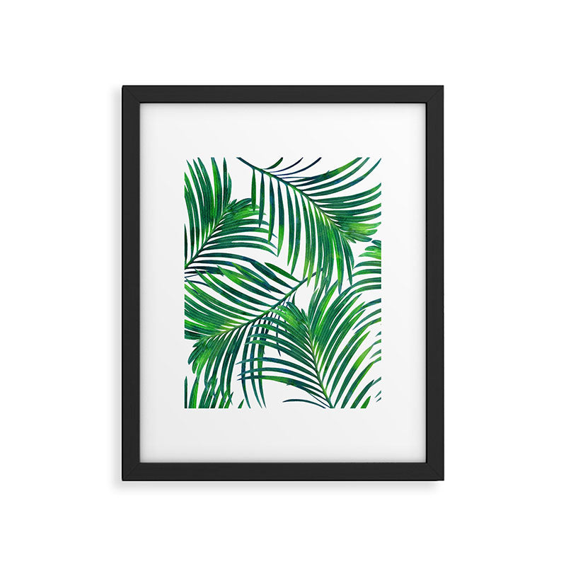 Palm Paradise, Tropical Leaves, Beachy Watercolor Painting, Minimal Nature Botanical Illustration Framed Art Print Gallery Image 4