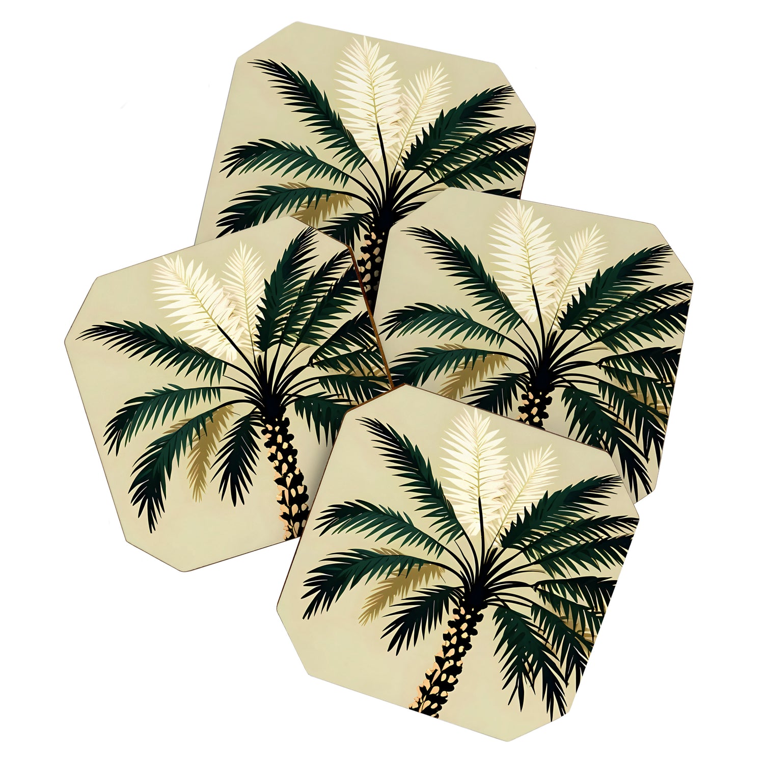 Palmacious, Palm Tree, Coconut Tree Middle East, Desert Plants Nature Illustration, Beachy Tropical Botanical Painting Coaster Gallery Image 1