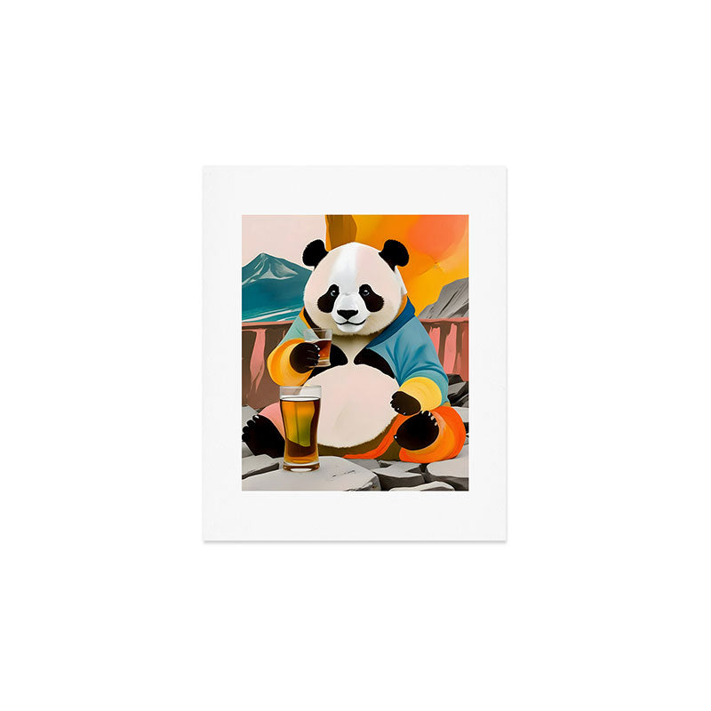 Panda Beer Buzz Series 01, Bar Drinking Weekend Wildlife, Animals Maximalist Quirky Funny Whimsical, Pet Bear Colorful Cute Eclectic Illustration  Art Print Gallery Image 1