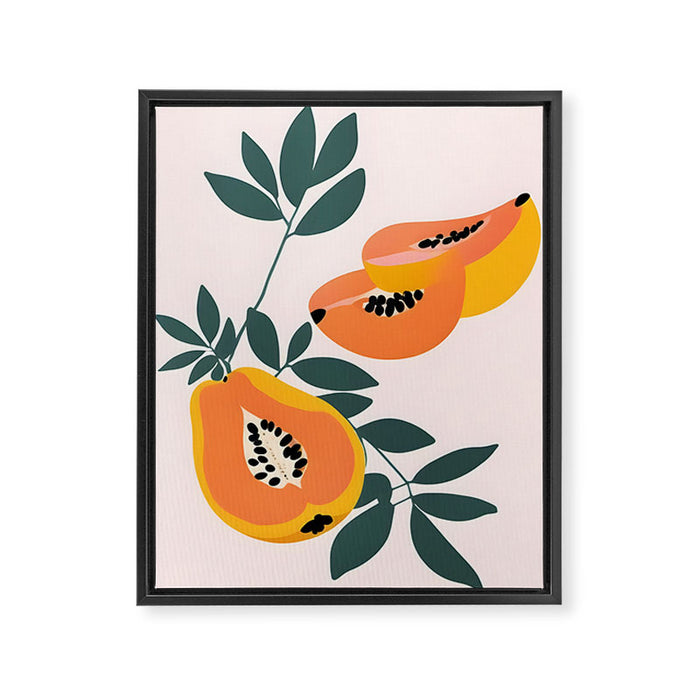 PAPA-YAY! Tropical Fruit Papaya, Vintage Botanical Illustration, Juicy Summer Seashore Food Exotic, Fresh Sweet Bohemian Painting Framed Canvas Print Gallery Image 1