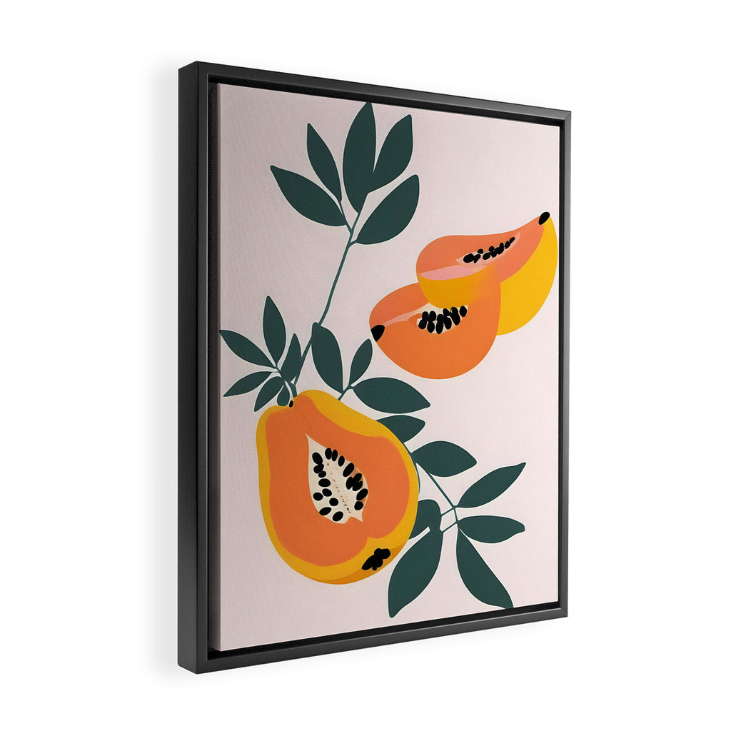 PAPA-YAY! Tropical Fruit Papaya, Vintage Botanical Illustration, Juicy Summer Seashore Food Exotic, Fresh Sweet Bohemian Painting Framed Canvas Print Gallery Image 2