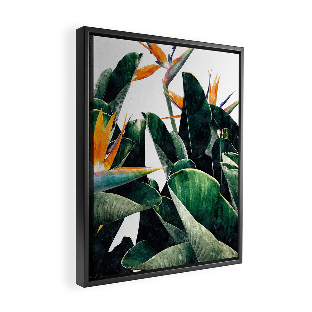 Paradise Bird, Nature Botanical Plant Floral, Tropical Garden Watercolor Painting Framed Canvas Print Gallery Image 2