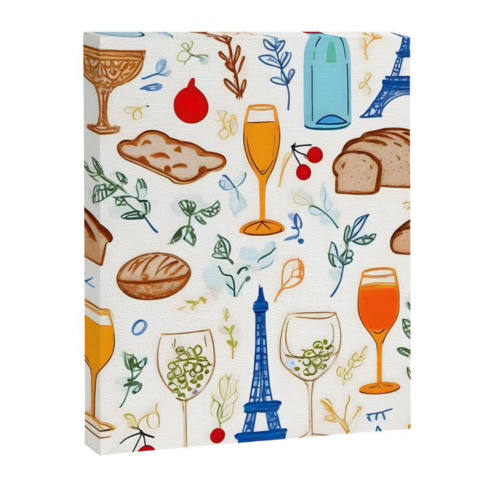 Paris Things, Travel Hand Drawn Doodles Sketch, Summer Vacation Colorful Bohemian Canvas Print Gallery Image 1
