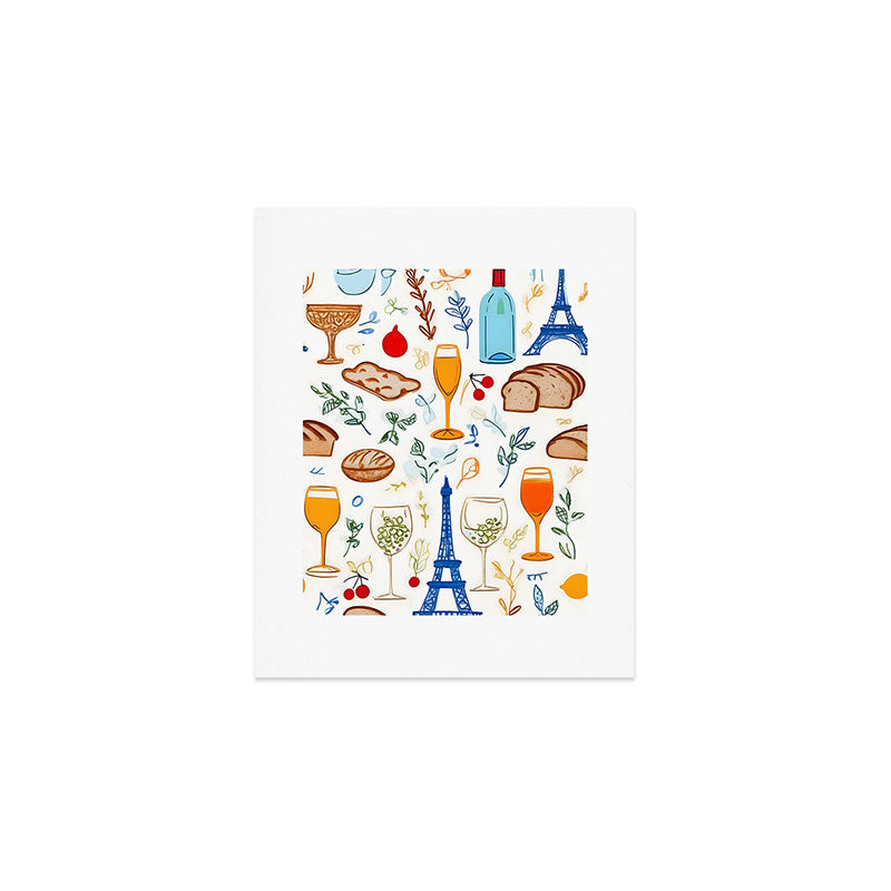 Paris Things, Travel Hand Drawn Doodles Sketch, Summer Vacation Colorful Bohemian Art Print Gallery Image 1
