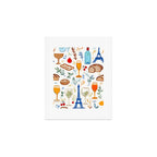 Paris Things, Travel Hand Drawn Doodles Sketch, Summer Vacation Colorful Bohemian Art Print Gallery Image 1