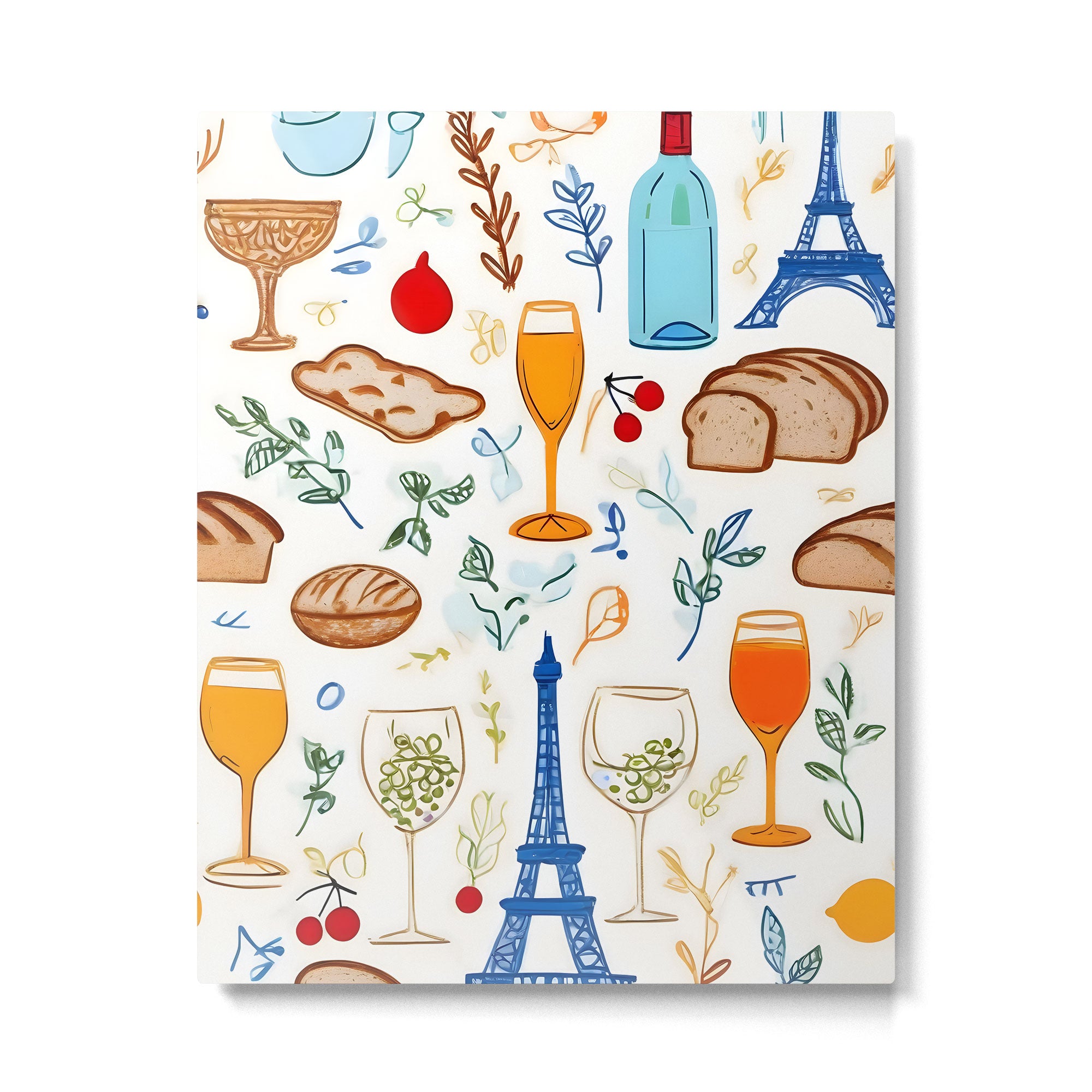 Paris Things, Travel Hand Drawn Doodles Sketch, Summer Vacation Colorful Bohemian Metal Print Gallery Image 4