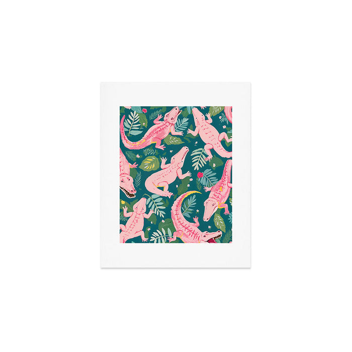 Party Gators (Warning - Pink Crocodiles Swim Here!) Art Print Gallery Image 1