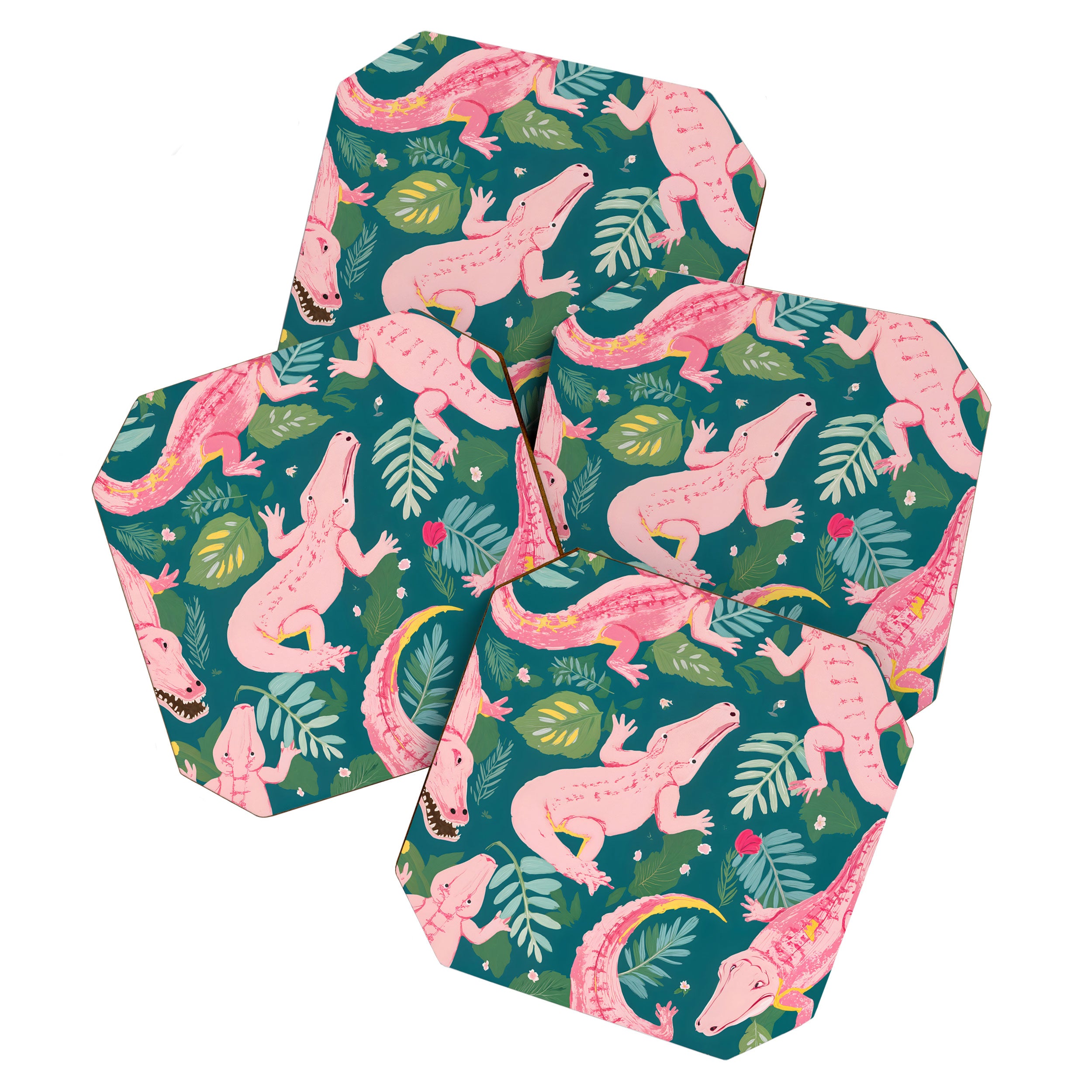 Party Gators (Warning - Pink Crocodiles Swim Here!) Coaster Gallery Image 1
