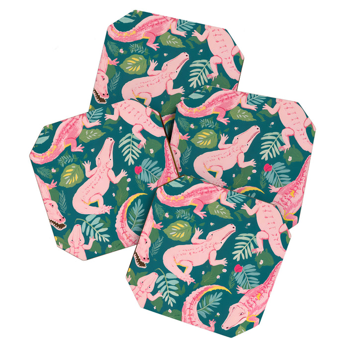 Party Gators (Warning - Pink Crocodiles Swim Here!) Coaster Gallery Image 1