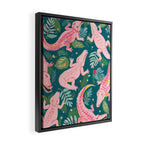 Party Gators (Warning - Pink Crocodiles Swim Here!) Framed Canvas Print Gallery Image 2