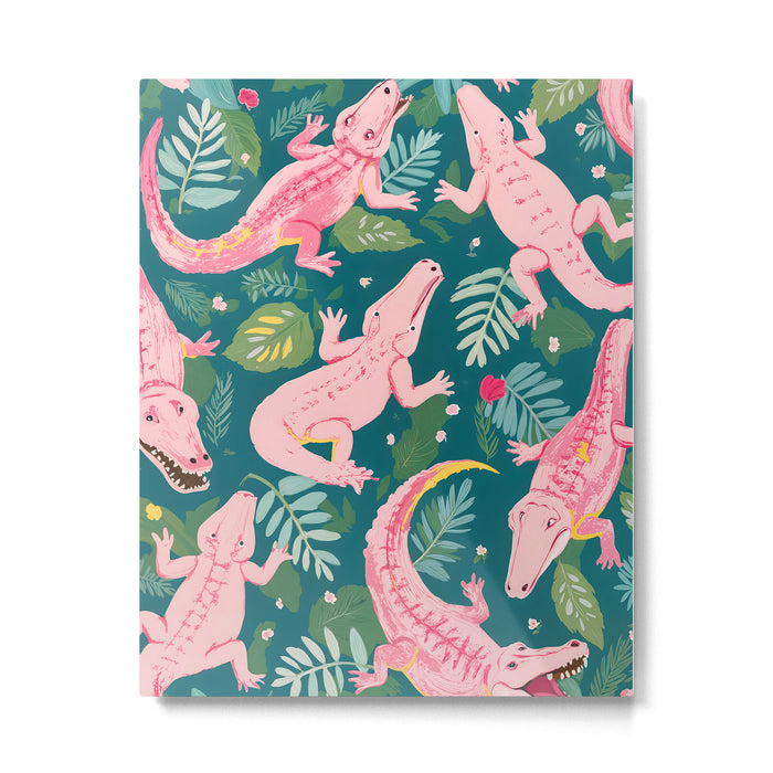 Party Gators (Warning - Pink Crocodiles Swim Here!) Metal Print Gallery Image 1