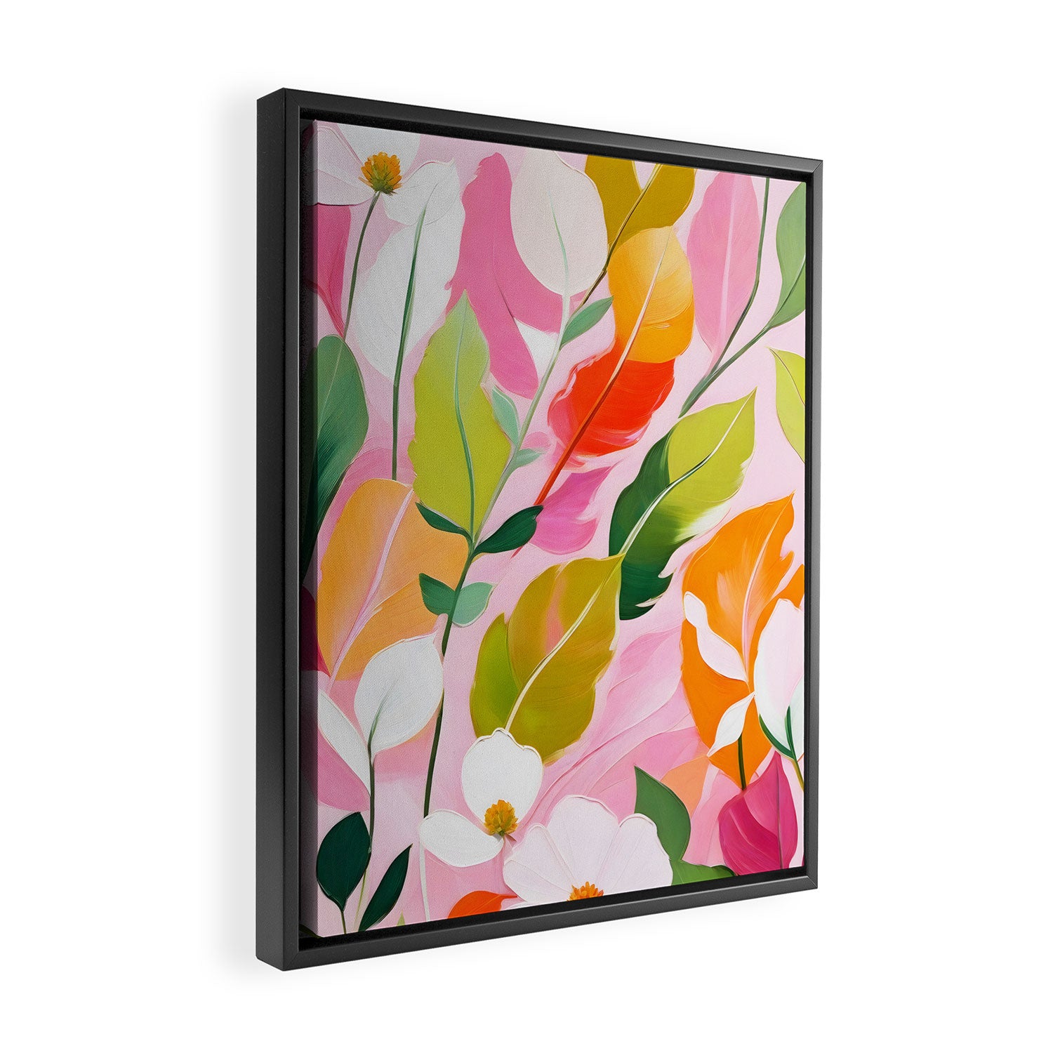Pastelchio, Pastel Floral Botanical Spring, Flowers Blush Blossom Pink Garden Painting, Bohemian Chic Subdued Nature Plants Framed Canvas Print Gallery Image 2