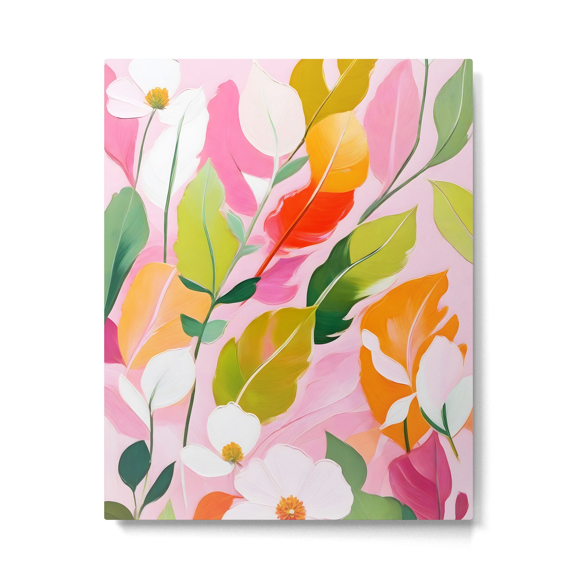 Pastelchio, Pastel Floral Botanical Spring, Flowers Blush Blossom Pink Garden Painting, Bohemian Chic Subdued Nature Plants Metal Print Gallery Image 4