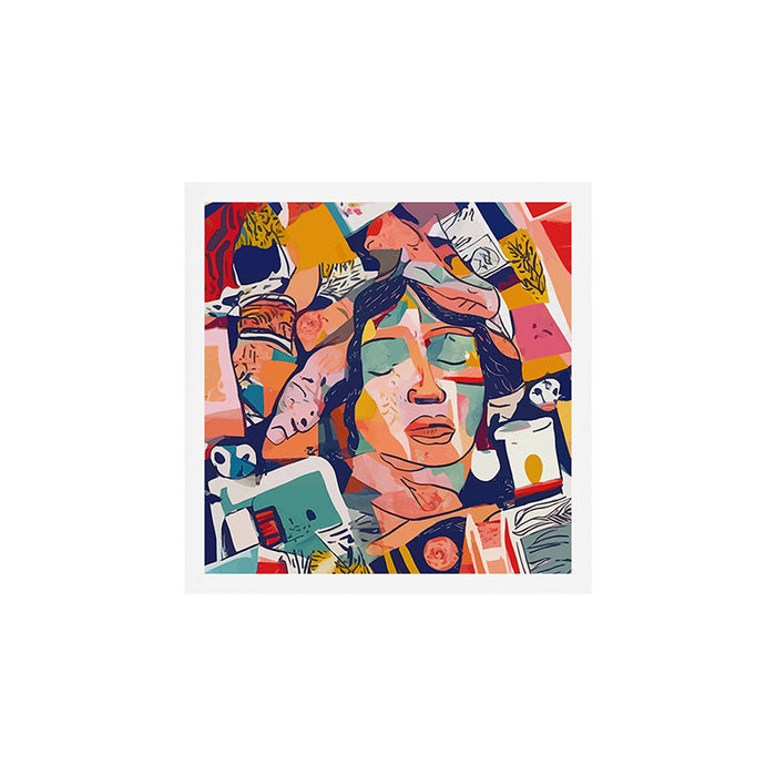 Peace in Chaos, Abstract Face Human Boho Humanity, Eclectic Collage Contemporary Concept Mindset Art Print Gallery Image 1
