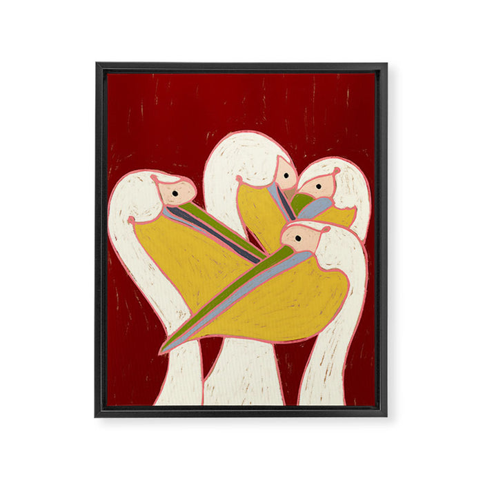 Pelicans of the Burgundy Sky Framed Canvas Print Gallery Image 1