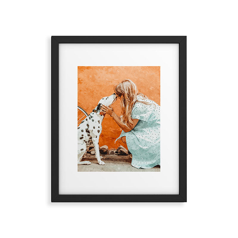 Pet Bound | Dalmatian Dog Lover Friendship Companion | Modern Bohemian Woman Puppy Animals Love Framed Art Print Gallery Image 4