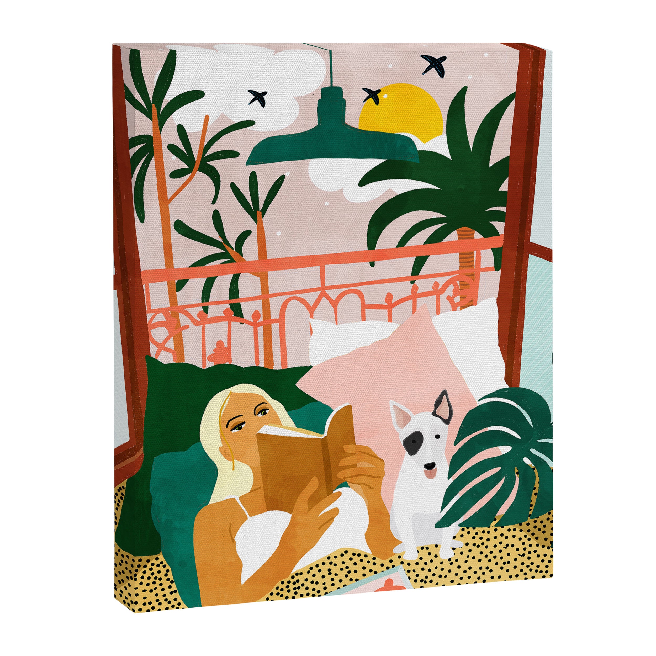 Pet Pals, Animals Lovers Illustration, Travel With Pets Modern Bohemian Painting Canvas Print Gallery Image 6