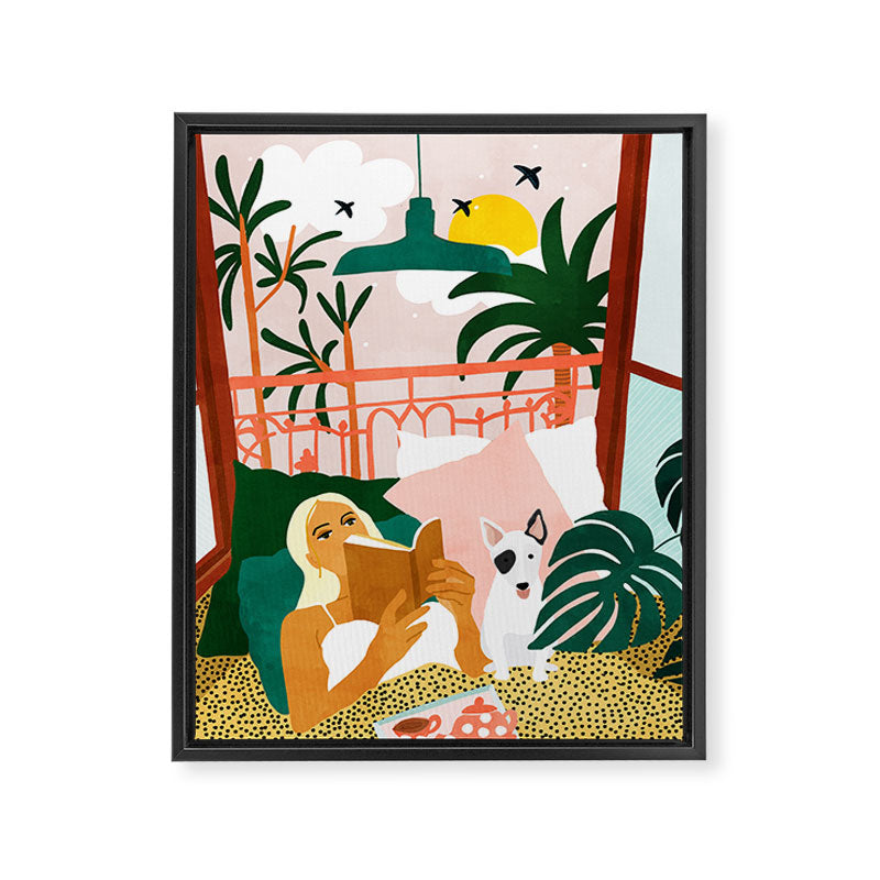 Pet Pals, Animals Lovers Illustration, Travel With Pets Modern Bohemian Painting Framed Canvas Print Gallery Image 6