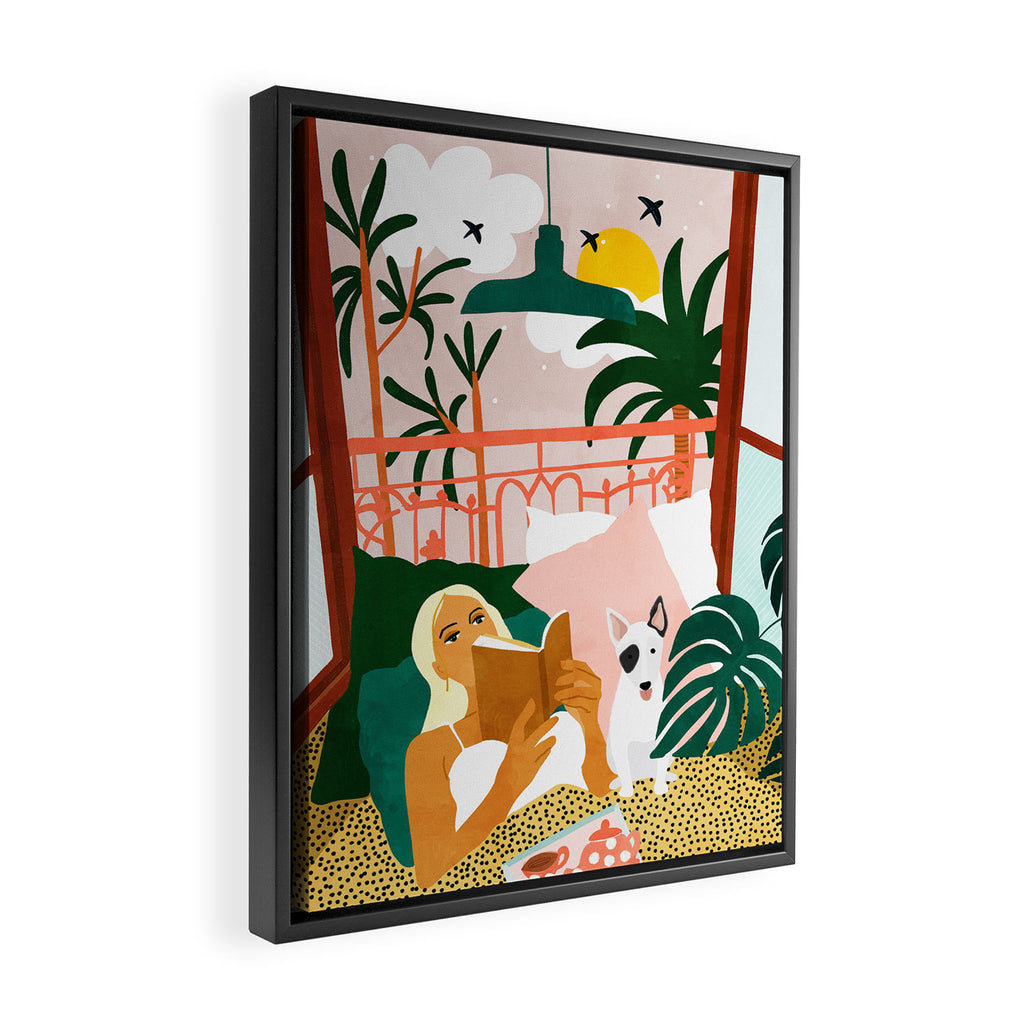 Pet Pals, Animals Lovers Illustration, Travel With Pets Modern Bohemian Painting Framed Canvas Print Gallery Image 2