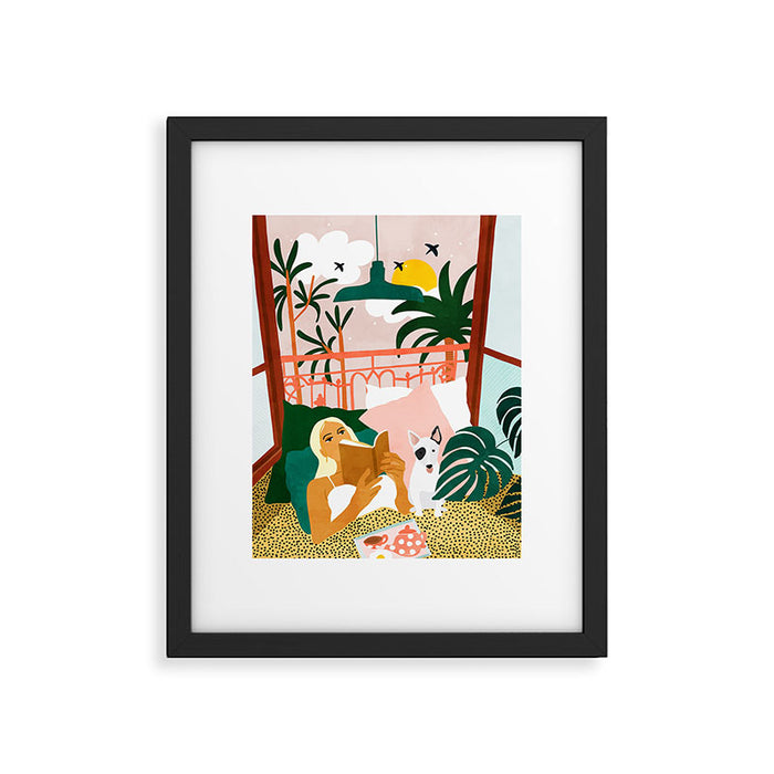 Pet Pals, Animals Lovers Illustration, Travel With Pets Modern Bohemian Painting Framed Art Print Gallery Image 1