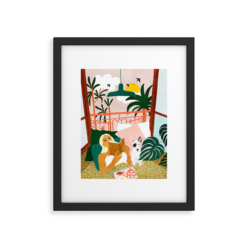 Pet Pals, Animals Lovers Illustration, Travel With Pets Modern Bohemian Painting Framed Art Print Gallery Image 5
