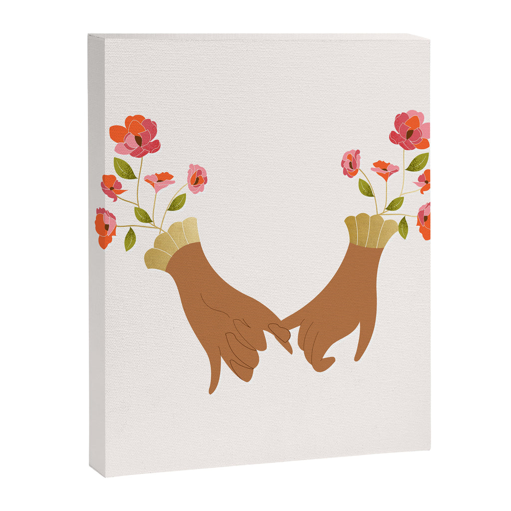 Pinky Promise | Valentine's Day Love Friendship | Floral Botanical Join Hands Forever  Canvas Print Gallery Image 6