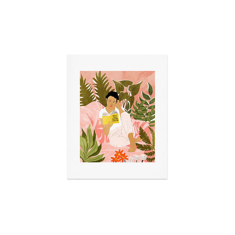 Plant Lady & The Urban Junglow | Blush Botanical Home Décor | House Plants Bohemian Woman Bedroom  Art Print Gallery Image 1