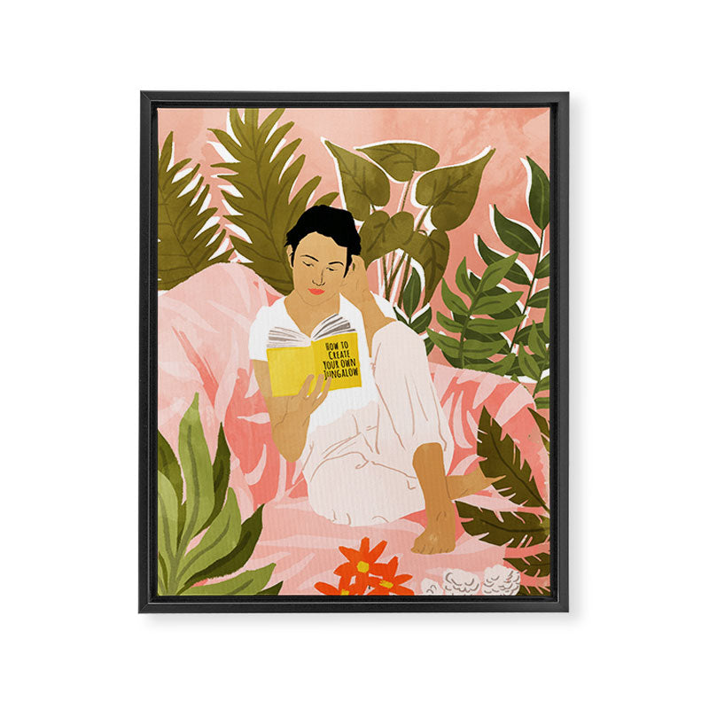 Plant Lady & The Urban Junglow | Blush Botanical Home Décor | House Plants Bohemian Woman Bedroom  Framed Canvas Print Gallery Image 6