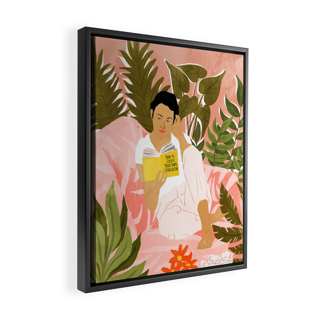 Plant Lady & The Urban Junglow | Blush Botanical Home Décor | House Plants Bohemian Woman Bedroom  Framed Canvas Print Gallery Image 2